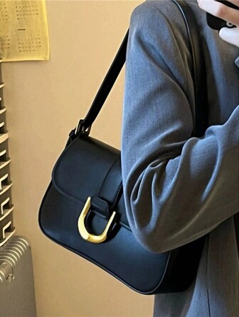 Fashion PU Leather Shoulder Bag, Underarm Bag, Women's Elegant Handbag & Purse