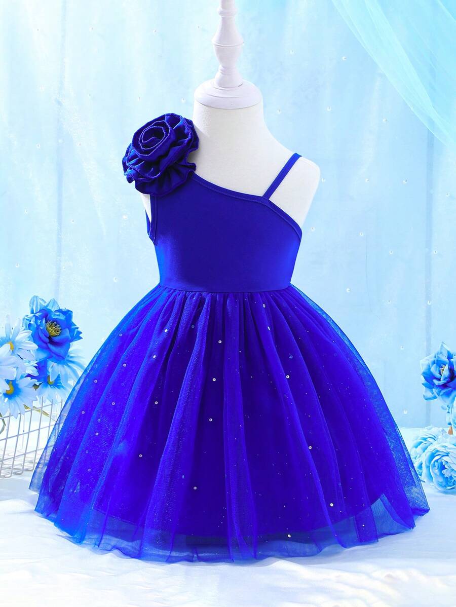 Baby Girl Summer Birthday Party Princess Dress, Fashionable And Elegant - Blue - View 1
