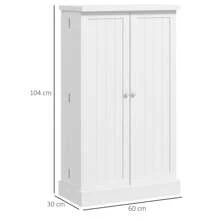 HOMCOM Armoire meuble de cuisine garde-manger 2 portes avec 5 étagères et 12 étagères - dim. 60L x 30l x 104H cm - blanc - Blanc - Voir 2
