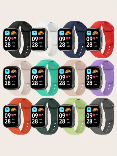 1 pieza Banda de reloj de silicona unisex de unicolor, adecuada para uso diario, compatible con Redmi Watch 3 Active