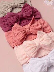 5pcs Fashionable Double-Layer Jacquard Bowknot Baby Headbands