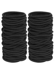 50pcs Black Basic Hair Tie, Simple Fashionable Casual Wide Elastic Hair Ties Ponytail Holders Hair Elastics Hair Rubber Bands Scrunchies Hair Rope
