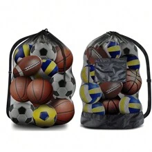 超大型運動球袋 網眼足球袋 重量級束口袋 適用於團隊籃球、排球、棒球運動裝備 帶肩帶