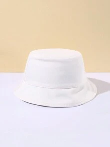 1 件可爱时尚纯色婴儿渔夫帽适合宝宝女孩和男孩日常户外休闲搭配和玩耍 - 白色 - 查看 2
