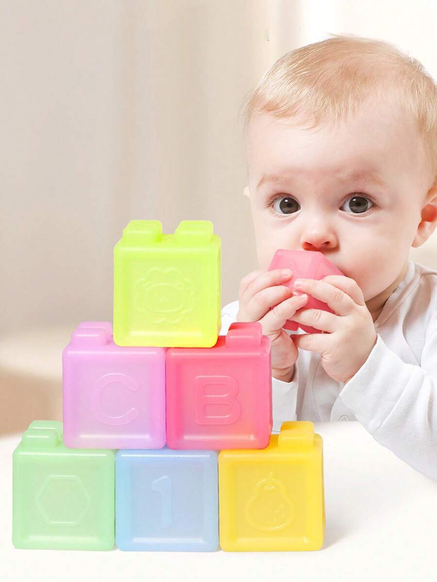 6 Pack Stacking Building Blocks For Baby, Infants Soft Educational ...