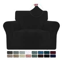 YSTYLE Velvet Sofa Cover 1/2/3/4 Seats, Adjustable Sofa Covers With Armrests, Elastic Sofa Covers, Universal Anti Cat Sofa Covers, Sofa Cover Anti Slip Sofa Cover - Black - View 7