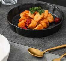 Platos cerámicos negros creativos y minimalistas de alta calidad, con textura mate para bistec, para uso doméstico, de restaurante y de hotel - Negro - Ver 1