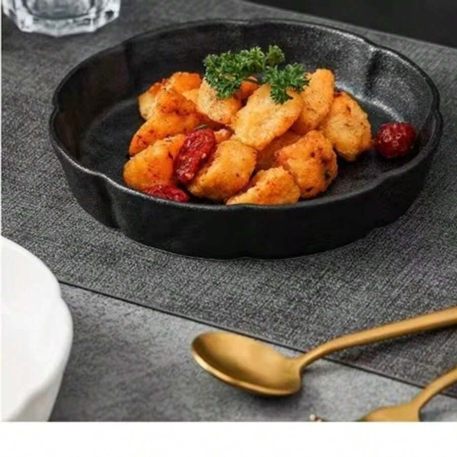 Platos cerámicos negros creativos y minimalistas de alta calidad, con textura mate para bistec, para uso doméstico, de restaurante y de hotel - Negro - Ver 1