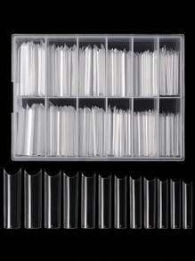 Mixed-Size Full Cover False Nail 5XL Press On Acrylic Nails Extra Long Transparent Ballet Square  Coffin Nail European American Style DIY