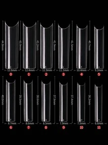 Mixed-Size Full Cover False Nail 5XL Press On Acrylic Nails Extra Long Transparent Ballet Square  Coffin Nail European American Style DIY