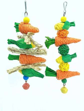 1pc Hanging Carrot Design Random Color Bird Toy