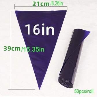50入/捆16英寸一次性裱花袋，加厚糖霜袋，適用於蛋糕裝飾、烘焙配件和工具，專業糕點工具