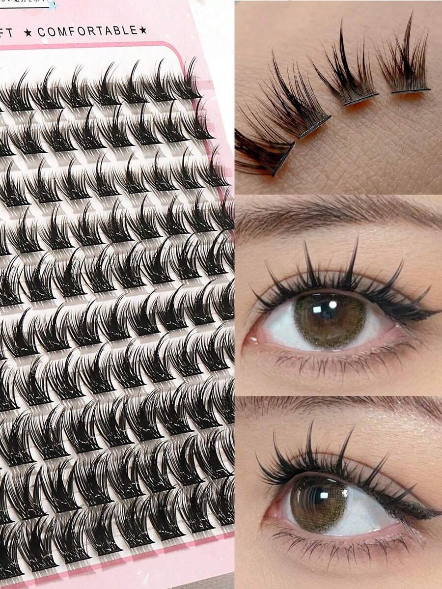 DIY Eyelash Expansion 160 Clusters Of 11-13MM Comic Eyelashes, 10 Rows Of Large Eye Fake Eyelashes - C - View 1