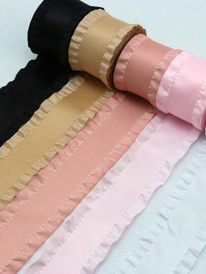 (5 Yds/Roll) 4cm Skirt Hem Satin Ribbon For Gift Wrapping, Cake Baking, Flower Bouquet Packing, Wedding Decoration, DIY Craft, Hair Accessories, Brooch, Clothing Trim