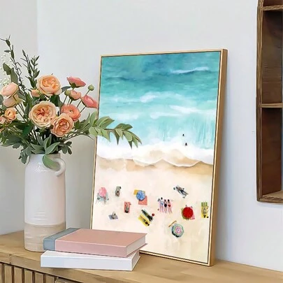 HALFLEMART 1pc Unframed Canvas Poster, Modern Art, Beach Week Coastal ArtworkPoster, Ideal Gift For Bedroom Living Room Corridor, Wall Art, WallDecor Winter Decor Room Decoration