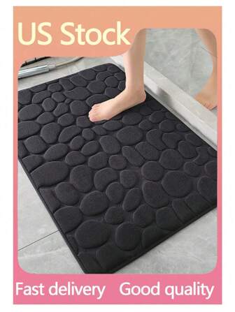 1pc Pebble Pattern Absorbent Non-Slip Bathroom Mat, Soft Anti-Skid Quick Drying Shower Rug For Home Bathroom Accessories, Bathroom Decoration, Kitchen And Other Home Decorations Floor Carpet Outdoor Rug Door Mat Summer