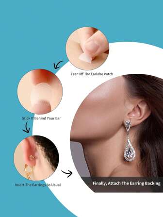 60片耳環貼紙，用於支撐、保護、修復、穩定耳垂貼片，適用於重型耳環