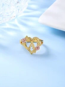 1pc Stylish Adjustable Rings With Heart, Letter, Geometric Pattern Design, Fashion Accessories, Ideal Gift