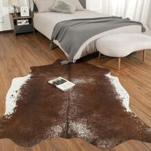 Western Decor Faux Fur Cowhide Rug, Premium Animal Skin Cow Hide Rug, Sturdy Cow Print Rugs For Wall Decor, Western Floor Carpet For Bedroom Living Room - Saddle Brown - View 3