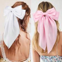3 Pieces Of Women's Hair Bow Silky Satin Hair Clip Oversized Long Tail Hair Bow Cute Aesthetic Coquettish Hair Accessories Preppy Gift Fashion Stuff Valentine's Day,Hair Barrettes Hair Clips Claw Clips Hair Claws