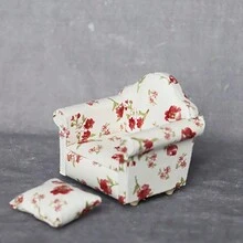 1:12娃娃屋微型家具客廳裝飾，花卉沙發，美麗的沙發讓您的娃娃可以休息和更多樂趣，非常適合您。 - 彩色 - 查看 3