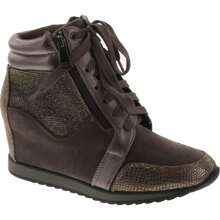 Women's Fashion Lace Up Decorative Zippers Wedge Sneakers - Xám - Xem 1
