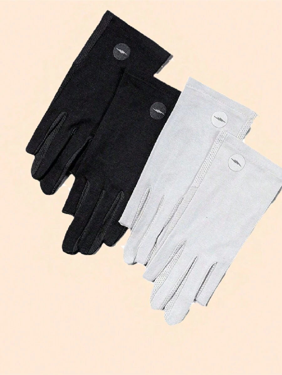 1 Pair Thin Women Spring/Summer/Autumn Sports Touch Screen UV Protection Non-Slip Half Finger Gloves For Cycling And Driving