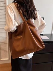 Nueva bolsa de mano de moda para mujer, de gran capacidad, versátil, casual, retro suave PU, adecuada para uso diario, trabajo, viaje y universidad