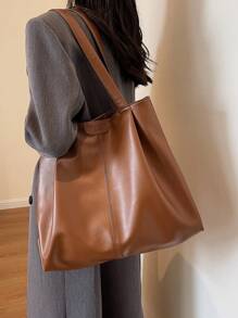 Nueva bolsa de mano de moda para mujer, de gran capacidad, versátil, casual, retro suave PU, adecuada para uso diario, trabajo, viaje y universidad