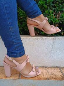 Women Heeled Sandals - Màu be - Xem 1