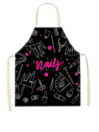 1pc Linen Apron For Nail Art Or Kitchen Cooking, Family Use,Kitchen,Bathroom,Home,Household Suppliers