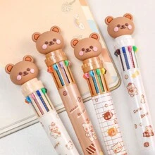 10 Colors Cartoon Ballpoint Pens, Click Ball Pens, Student Stationery Multi-Color Journaling Pens Drawing Pens Back To School - Multicolor - View 7
