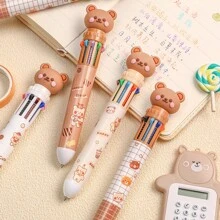 10 Colors Cartoon Ballpoint Pens, Click Ball Pens, Student Stationery Multi-Color Journaling Pens Drawing Pens Back To School - Multicolor - View 9