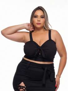 008 - Cropped Lace Lola Feminino Plus Size Rosa Soul - màu đen - Xem 2