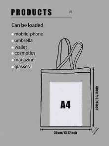 1个定制帆布手提袋，独特设计（照片、风景、插画），可折叠，大容量，轻便，时尚，个性化手提包、单肩包、休闲购物袋，返校季必备 - 彩色 - 查看 5