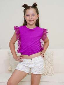 Blusa Canelada com Tule