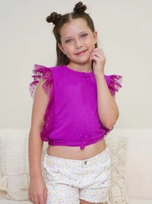 Blusa Canelada com Tule