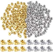 6pcs/12pcs/24pcs Stopper Beads Bead Caps For Handmade Bracelets, Necklaces, Earrings, Keychains, Anklets, Crimp Beads For Jewelry Making,Gold Silver Spacer Beads Metal Bead Stopper Crimp Charms For Bracelet Necklace Ends Accessories - Gold + Silver - View 10