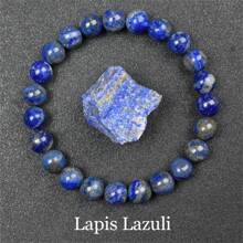 Pulsera de cuentas de piedra natural real de 6/8mm para mujeres, Lapislázuli auténtico, gema de lazurita azul, apatita azul, ágata roja con rayas, cornalina roja, cristal de sodalita, ópalo rosa, piedra de cuarzo rosa, rodanita roja, jaspe rojo, piedra Unakita, ojo de tigre amarillo, jade dorado, obsidiana dorada, obsidiana dorada arcoíris de luz dorada, arenisca azul, radiance de cielo estrellado, piedra de sangre de dragón, pulsera de amatista y piedras naturales de alta calidad, joyería de cristal de Reiki púrpura real original para mujeres y hombres.