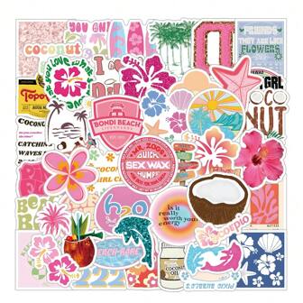 61pcs Coconut Girl Sticker, Cute Cartoon Aesthetic Graffiti Waterproof Vinyl Stickers For Water Bottle, Laptop, Phone, Skateboard, Guitar, Luggage, Scrapbook, Helmet, Party Supplies Decor Gift For Kids, Teens, Adults