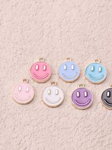 20pcs Mixed Color Zinc Alloy Emoticon Design Bead For Diy Necklace, Bracelet Making