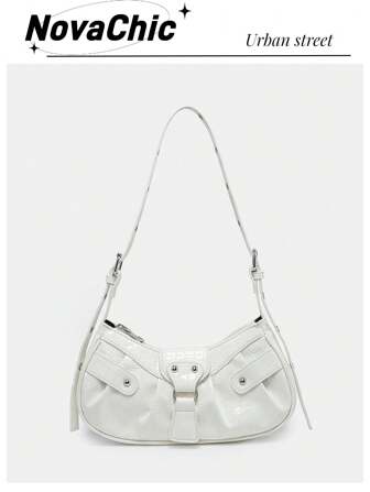 Lightweight,Business Casual Crocodile Embossed Studded Decor Ruched Bag For Teen Girls Women College Students,Rookies & White-collar Workers Perfect for Office,College,Work ,Business,Commute,Outdoors, Travel, Outings