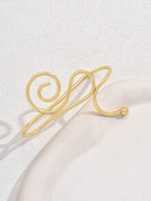 1pc Metallic Cold-Tone High-End Hand Cuff Bracelet - Gold - View 2