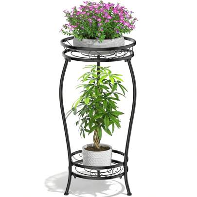 Suporte para vasos de flores, prateleira resistente para plantas, ferro à prova de ferrugem, suporte redondo para várias plantas, suporte para vasos de canto, suporte para plantas de jardim, interno e externo, suporte de vasos de metal