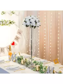 2pcs Acrylic Beaded Flower Stands, 29.5inch Tall Electroplated Flower Stands, Wedding Aisle Decorations, Home Decor, Party Decor Gifts Birthday Graduation Vase Room Decor Flower Vase Glass Vase