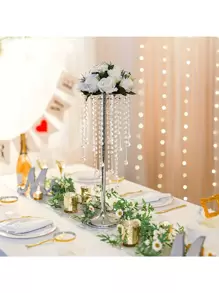 2pcs Acrylic Beaded Flower Stands, 29.5inch Tall Electroplated Flower Stands, Wedding Aisle Decorations, Home Decor, Party Decor Gifts Birthday Graduation Vase Room Decor Flower Vase Glass Vase