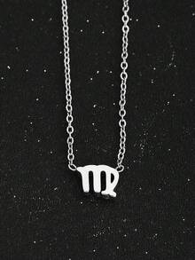 1pc Simple Fashionable Constellation Horoscope Zodiac Sign Pendant Necklace For Women For Daily Wear - Silver - View 10