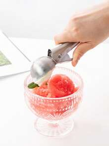 1pc Stainless Steel Ice Cream Scoop, Stainless Steel Ice Cream Scooper With Trigger Release, Metal Cookie Scoops, Iceream Scoop Spoon For Meatball Frozen Yogurt Gelatos And Sundaes - Multicolor - View 4