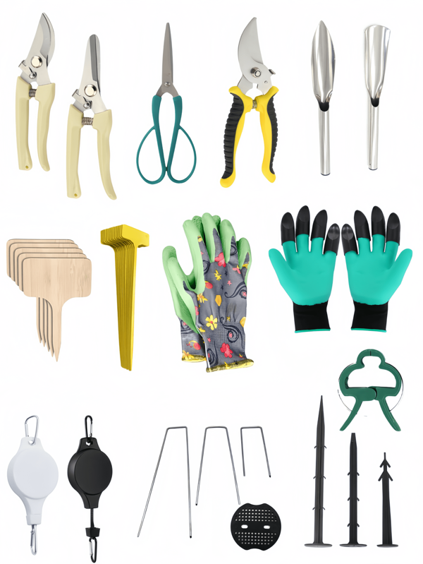 Gardening Bird Beak Pruning Shears Fruit Tree Grafting Scissors Stainless Steel Curved Pruning Shears, Latex Coated ABS Breathable Digging Gloves, Latex Gardening Gloves, Anti-Stab And Anti-Animal Biting Gloves, Gardening Plant Labels, Planting Clips, Garden Digging Shovel, Stainless Steel Small Garden Shovel For Planting Flowers & Vegetables, Garden Tools For Potted Plants And Succulents, 10pcs Gardening Ground Nails, 1pc White/Black Ins Gardening Hook, Flower Care Tools