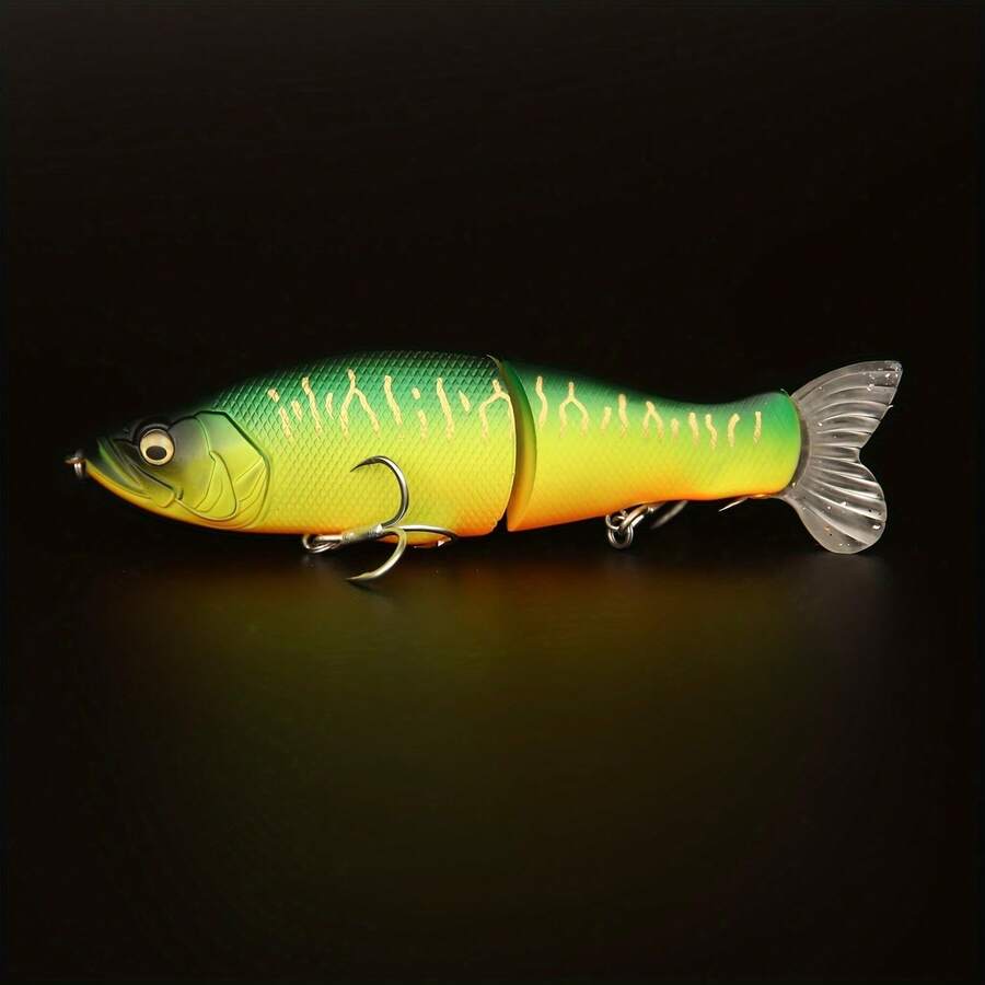 1pc Multi-Jointed Fishing Lure With Imitation Hard Bait And Soft Tail - Green - View 1